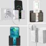 Pack of 2 Wall Mounted Mobile Holder & Storage Case for Remote with Charging Port, Adjustable Viewing Angle, Multi-Purpose Wall Stand for Phones (Black) - Image 3
