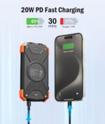 LRSA 40000mAh Solar Power Bank with Wireless Charging | USB-C Fast Input/Output | Portable External Battery Pack with Hand-Crank Self Charging & Dual Flashlight for Camping & Travel - Image 5