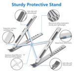 Laptop Stand for Desk, Aluminum Metal MacBook Stand，Computer Riser for Desk, Portable Foldable Adjustable Notebook Holder, Compatible with 10-15.6 Inch Laptops, iPad, Silver. - Image 6