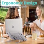 Laptop Stand for Desk, Aluminum Metal MacBook Stand，Computer Riser for Desk, Portable Foldable Adjustable Notebook Holder, Compatible with 10-15.6 Inch Laptops, iPad, Silver. - Image 7