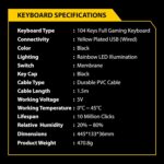 Ant Esports KM1650 Gaming Keyboard & Mouse Combo, Wired Backlit Rainbow LED Keyboard & 3200 DPI Gaming Mouse for PC/Laptop - Black - Image 6