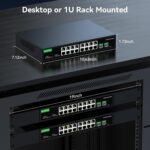 18-Port 2.5GB Switch Unmanaged, Ethernet Switch 2.5 Gigabit, 16 x 2.5G Base-T Ports, 2 x 10G SFP+, Multi-Gigabit 10/100/1000/2500Mbps, Network Switch for Home Office, Plug&Play - Image 6