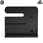 GKD Wooden Desk Organizer 6 in 1 with Mobile Stand | Table Organizer for Office & Home | Desktop Storage Organizer | Gift for Husband, Brother & Him | Birthday & New Year Gift (Black) - Image 6