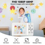 Digital Camera, FHD 1080P & 44MP, 16X Zoom, Face Detect, Smile Capture, Anti Shake, Compact Point and Shoot Camera, White - Image 3