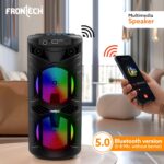 FRONTECH Wireless Bluetooth Speaker with RGB Lights | Upto 2 Hours Playback Time | Dual 5W Drivers | USB/TF/FM Radio/Aux/Microphone Connectivity | 1200 mAh Battery | 1 Year Warranty (SW-0068,Black) - Image 4
