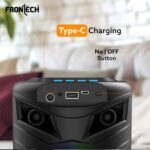 FRONTECH Wireless Bluetooth Speaker with RGB Lights | Upto 2 Hours Playback Time | Dual 5W Drivers | USB/TF/FM Radio/Aux/Microphone Connectivity | 1200 mAh Battery | 1 Year Warranty (SW-0068,Black) - Image 6