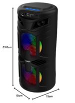 FRONTECH Wireless Bluetooth Speaker with RGB Lights | Upto 2 Hours Playback Time | Dual 5W Drivers | USB/TF/FM Radio/Aux/Microphone Connectivity | 1200 mAh Battery | 1 Year Warranty (SW-0068,Black) - Image 8