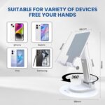 360° Rotating Mobile Phone Stand, Foldable Height & Angle Adjustable Phone Holder for Desk, Portable & Stable Design Compatible with iPhone Samsung Vivo Oneplus Smartphones, White - Image 3