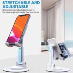 360° Rotating Mobile Phone Stand, Foldable Height & Angle Adjustable Phone Holder for Desk, Portable & Stable Design Compatible with iPhone Samsung Vivo Oneplus Smartphones, White - Image 4