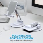360° Rotating Mobile Phone Stand, Foldable Height & Angle Adjustable Phone Holder for Desk, Portable & Stable Design Compatible with iPhone Samsung Vivo Oneplus Smartphones, White - Image 5