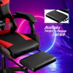 Casa Copenhagen Designed in Denmark,High-Back Italian Leather Gaming Ergonomic Chair with Advanced Mechanism & Electric Back Massager, Memory Foam Seating & Multi Function Arm-Rest - Red & Black - Image 5