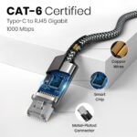 Lapcare Type-C to RJ45 Gigabit Ethernet Adapter Cable | USB-C to LAN 1000 Mbps High-Speed Network Cable | 2M Braided Nylon, Aluminium Housing | Compatible with Laptop, MacBook, Router - Image 5