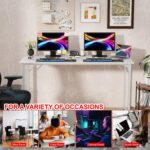 Solid Wood Computer Desk with Metal Frame | Extra Large Double Workstation Table | Wooden Study & Writing Desk for Home Office | 2 Person Laptop Gaming Table (White Finish) - Image 6