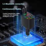 FKU CAR-Y9 4-in-1 Super Fast Car Charger | 120W Quick Charging Adapter | Type-C + iOS Compatible | Bluetooth FM Transmitter with Rainbow LED Display - Image 4