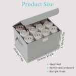 Fabric Storage Bin with Lid, Closet Boxes with Cover, Collapsible Stackable Organizer Basket with 2 Handles, for Home and Bedroom, 2 Pack, Grey, 26 x 20 x 17 cm, XSNY12GS-2 - Image 4