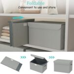 Fabric Storage Bin with Lid, Closet Boxes with Cover, Collapsible Stackable Organizer Basket with 2 Handles, for Home and Bedroom, 2 Pack, Grey, 26 x 20 x 17 cm, XSNY12GS-2 - Image 6