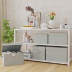 Fabric Storage Bin with Lid, Closet Boxes with Cover, Collapsible Stackable Organizer Basket with 2 Handles, for Home and Bedroom, 2 Pack, Grey, 26 x 20 x 17 cm, XSNY12GS-2 - Image 8