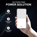 Mozu Chargex 10000 mAh 12W Power Bank, Dual USB Input,Type C & Micro USB Input, Led Display, Compact Powerbank (White) - Image 5