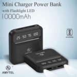 T95 Chotu 10,000mAh Mini Power Bank with Built-in 4 Cables, LED Flashlight & Digital Display – Black - Image 4
