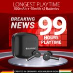 Blaupunkt Newly Launched Btw100 Xtreme Truly Wireless Bluetooth Earbuds I 99H Playtime* I Quad Mic I Crispr Enc Tech I Gaming Mode I Turbovolt Charging I Bt Version 5.3 (Black),in-Ear - Image 3