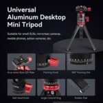 SmallRig Tripod for iPhone Desktop Mini Tripod - Aluminum Alloy 20 inches/ 50 cm with 360 Degree Ball Head, 1/4 inch Quick Shoe Plate for Vlogging DSLR Camera Video, Load up to 11 pounds-3033 - Image 6