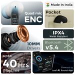 Leaf Buds X334 True Wireless in Ear Earbuds Ai Sound App, 40H Playtime, Quad Mic with Enc, 50Ms Low Latency, Fast Charging(10Min=300Min), 10Mm Driver, Ipx5, Bluetooth V5.4 TWS (Espresso) - Image 3
