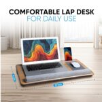 Olyra Lap Desk Pillow with Wooden Laptop Stand, Portable Lap Desk Cushion for Bed, Work from Home Laptop Table for Study, Office & Travel, Comfortable & Stable Workspace - Image 4