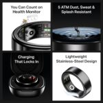 Boat SmartRing Active Plus, Auto HR, Sleep, SpO2, Stress & Skin Temperature Monitor, Stainless-Steel Build, 5 ATM, Weighs Only 5 gm, Portable Charging Case, Smart Ring for Men (12, Midnight Black) - Image 4