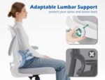 TRALT Ergonomic Office Chair - Desk Chair with Adjustable Lumbar Support Computer Chair - Mesh Comfy Chair with Flip-up Armrests - Gaming Chairs for Adults Home Office (Leather, Grey) - Image 4