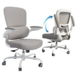TRALT Ergonomic Office Chair - Desk Chair with Adjustable Lumbar Support Computer Chair - Mesh Comfy Chair with Flip-up Armrests - Gaming Chairs for Adults Home Office (Leather, Grey) - Image 7