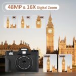 4K Digital Camera,Vlogging Camera with WiFi for YouTube,Autofocus 16X Zoom 48MP Cameras Photography 64GB SD Card,Wide Angle & Macro Lens,2 Batteries,180°Flip Screen - Image 4