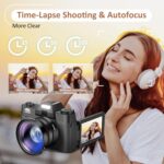 4K Digital Camera,Vlogging Camera with WiFi for YouTube,Autofocus 16X Zoom 48MP Cameras Photography 64GB SD Card,Wide Angle & Macro Lens,2 Batteries,180°Flip Screen - Image 7