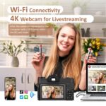 4K Digital Camera,Vlogging Camera with WiFi for YouTube,Autofocus 16X Zoom 48MP Cameras Photography 64GB SD Card,Wide Angle & Macro Lens,2 Batteries,180°Flip Screen - Image 8