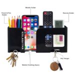 Wall Mount Mobile Holder|Plastic Storage Case for Ac/Tv Remotes|Multi-Purpose Wall Smartphone Stand for Charging|Remote Wall Organiser|Smart Stand Wall Gadget (Black) - Image 3