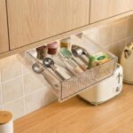 oddpod ™ Reed Under The Table Hidden Drawer/Acrylic Desk Organiser For Home & Office - White (Medium), Stationery - Image 3