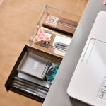 oddpod ™ Reed Under The Table Hidden Drawer/Acrylic Desk Organiser For Home & Office - White (Medium), Stationery - Image 9