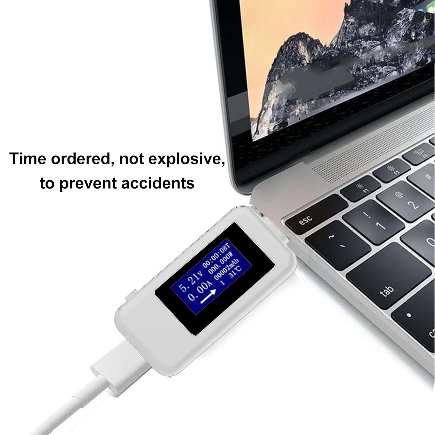 USB Voltage Tester, Portable USB Current Tester Multifunctional Digital LCD Display for Laptop for Power Bank for Phone (White) - Image 5