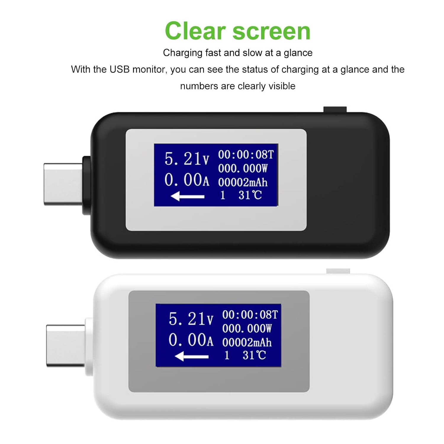 USB Voltage Tester, Portable USB Current Tester Multifunctional Digital LCD Display for Laptop for Power Bank for Phone (White) - Image 7