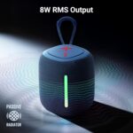 ZEBRONICS Sonic POD 22, Portable Bluetooth Speaker, 8 Watts, Upto 15 Hours Playback, Passive Radiator, BTv5.3 | TWS | USB | mSD, RGB LED, Call Function, Carry Loop (Blue) - Image 3