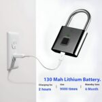 Smart Lock Fingerprint Biometric Padlock, Keyless&Password-Free Access, Stores 20 Fingerprint, Waterproof Metal Locks for Home, Gate & Travel, Office Security, Fast Fingerprint Sensor Unlocking - Image 5