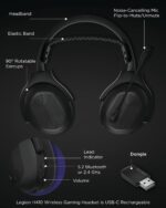 Lenovo Legion H410 Wireless Gaming Headset, Bluetooth or 2.4 GHz USB-A Connection, Lightweight (304 Grams), Adjustable Headband, Flip to Mute Mic, Black - Image 9
