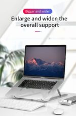 VeeDee Portable Laptop Stand, Metal Foldable Riser with 6 Adjustable Height Levels, Ergonomic Ventilated Desktop Holder Compatible with MacBook, iPad, and 10-15.6 Inch Notebooks - Silver - Image 3