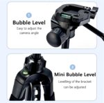 HOLD UP Tripod Camera Reinforced, Lightweight Camera Stand with 360° Rotatable Detachable Head and Universal Phone Mount, Mobile Phone Tripod with Bag, Black - Image 5