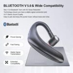 Drumstone TopRated 𝟏𝟓𝐘𝐫 𝐖𝐚𝐫𝐫𝐚𝐧𝐭𝐲 Bluetooth Wireless Single Ear Headset with Noise Cancelling Mic | Hands Free Earpiece with Ear Hook for Driving, Office Calls, Truckers & Business Use - Image 3