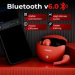 TRIGGR Rizz Duo with Latest BT v6.0, Dual Pairing, Premium Rubber Finish, 40Hr Playtime Bluetooth (Red Eclipse, in The Ear) - Image 4