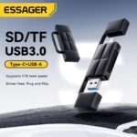 Essager 2-in-1 SD/TF Card Reader, USB 3.0 and Type-C OTG Adapter, Compatible with MacBook, iPad Pro and Android, Black - Image 3