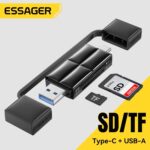 Essager 2-in-1 SD/TF Card Reader, USB 3.0 and Type-C OTG Adapter, Compatible with MacBook, iPad Pro and Android, Black - Image 4
