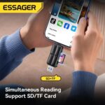 Essager 2-in-1 SD/TF Card Reader, USB 3.0 and Type-C OTG Adapter, Compatible with MacBook, iPad Pro and Android, Black - Image 5
