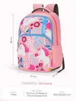 Safari Uniflora School Bag For Girls, Capacity - 36L, 2 Compartments Backpack For kids - Image 4
