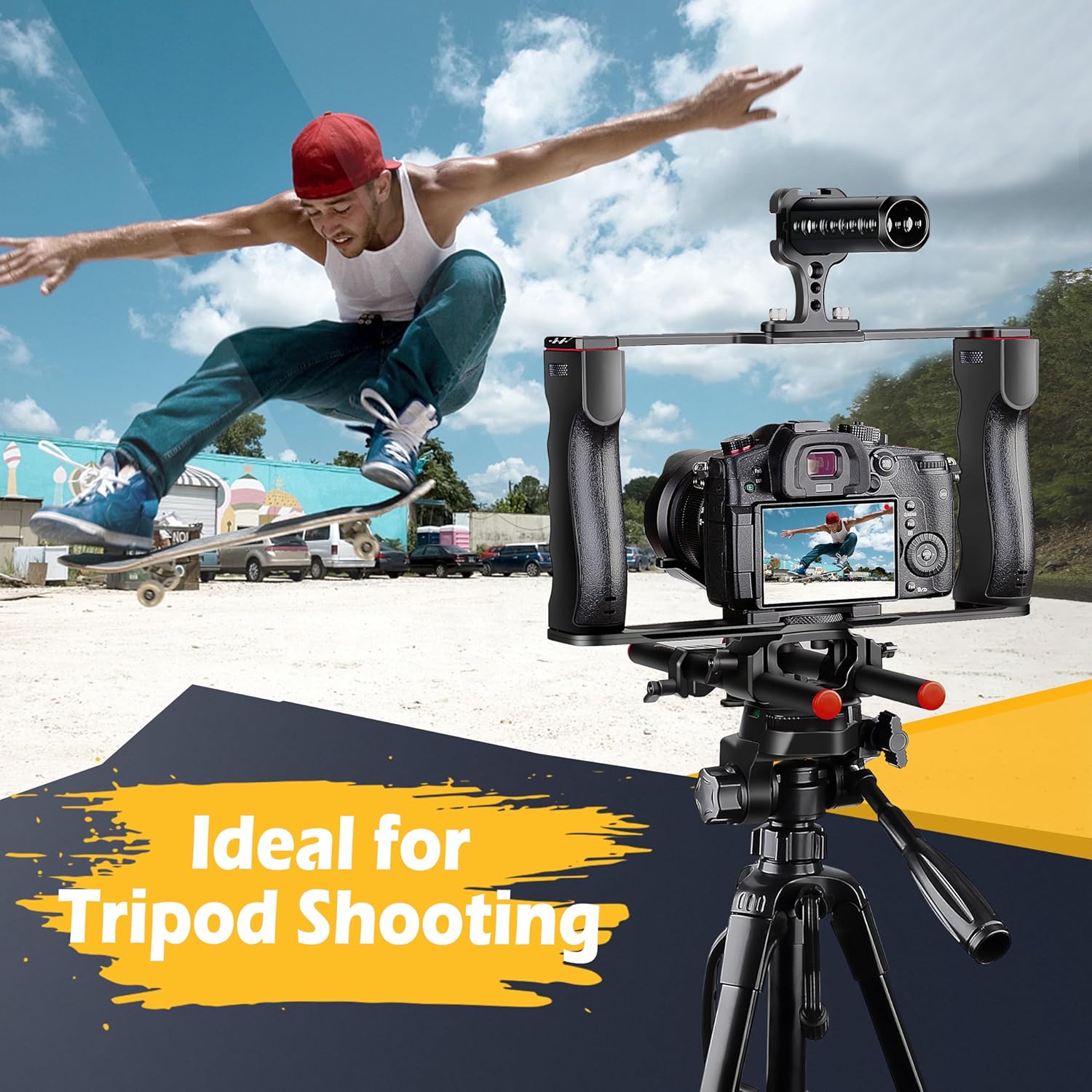 Zeadio Camera Video Rig Cage, Aluminum Filmmaking Movie Making Kit with Top Handle & Arca Type Base, Compatible with All DSLR Camera and Camcorder - Image 4